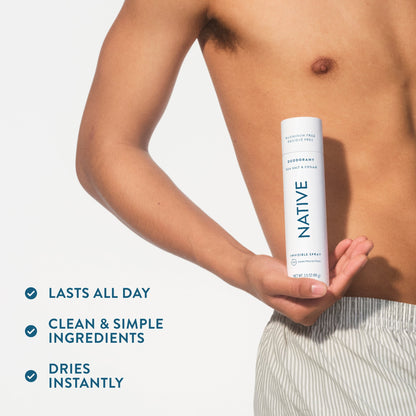 Native Aluminum Free Deodorant Spray For Men, 72 Hour Deodorant Spray, Sea Salt & Cedar, 3.5oz