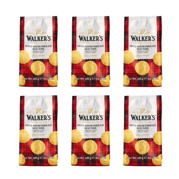 Walker’s Shortbread All-Butter Mini Shortbread Rounds Cookies, Kosher, 25 Count (6 Pack)