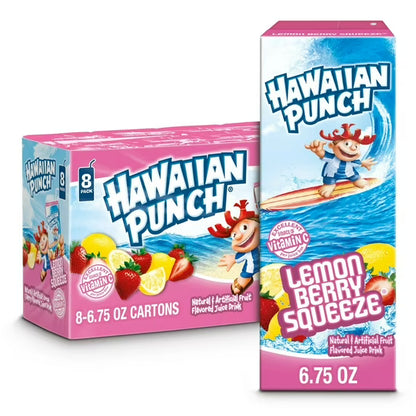 PR Hawaiian Punch Lemon Berry Flavor Juice, 8 pack, 54oz, Shelf Stable, Liquids, Cardboard Box