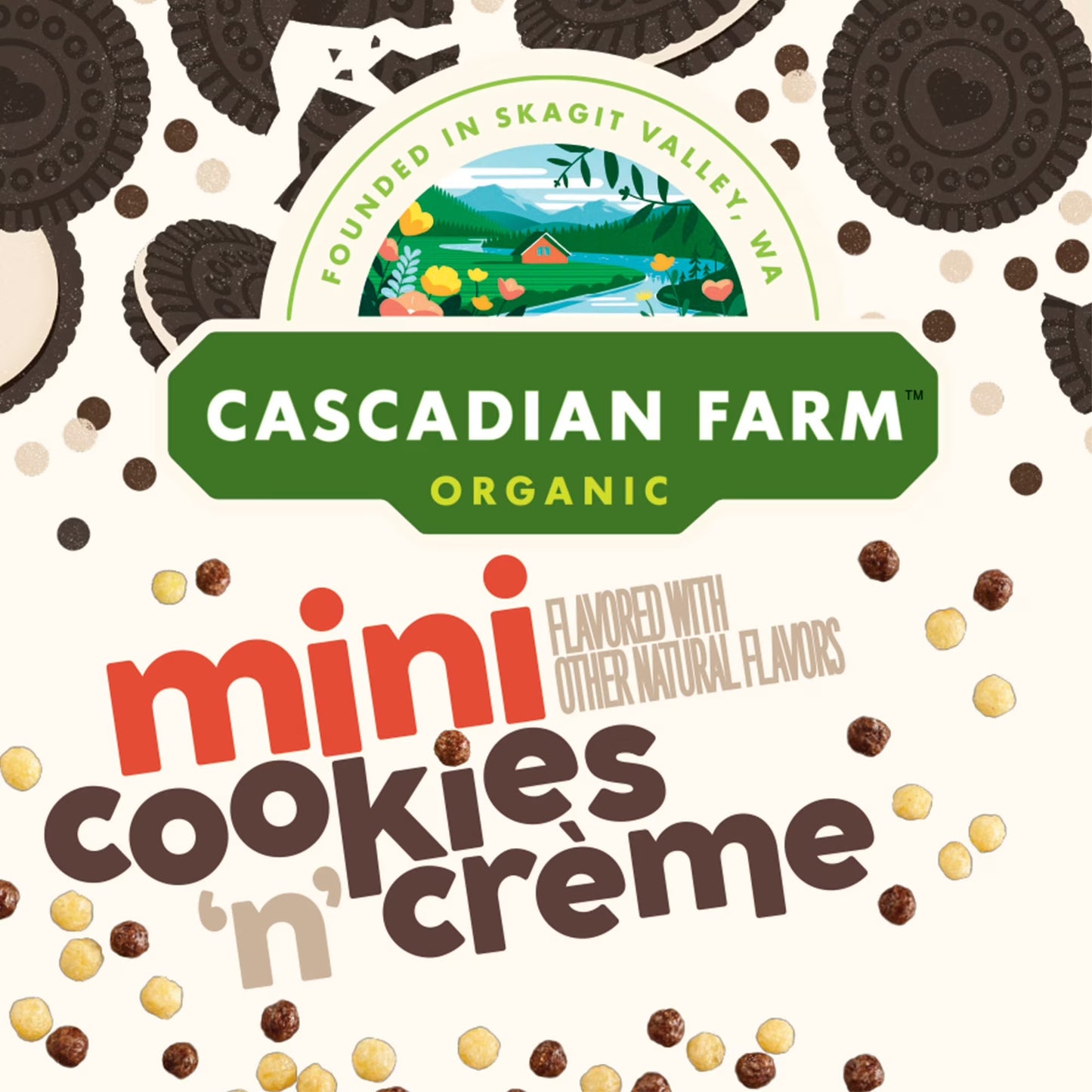 Cascadian Farm Organic Mini Cookies 'n' Crème, Gluten Free Cereal, Non-GMO, 10.7 oz