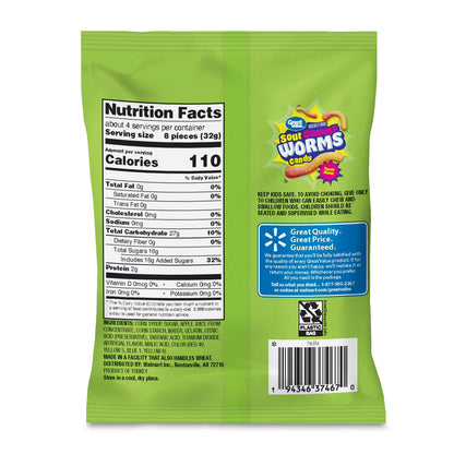 Great Value Sour Gummy Worms Candy, 4 oz