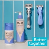 Venus Razor Kit for Pubic Hair & Skin, 1 Handle + 2 Refills + Shower Hook, Purple