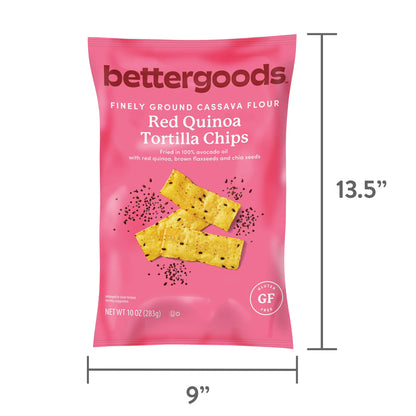 bettergoods Finely Ground Cassava Flour Red Quinoa Tortilla Chips, 10 oz