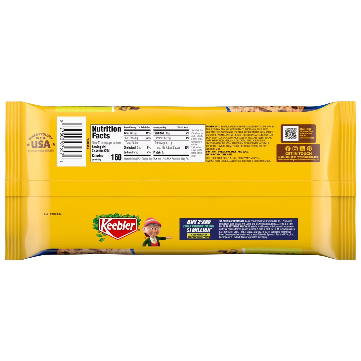Keebler Chips Deluxe, Chips & Chunks Cookies, Chocolate Chip Cookies, 11.2 oz