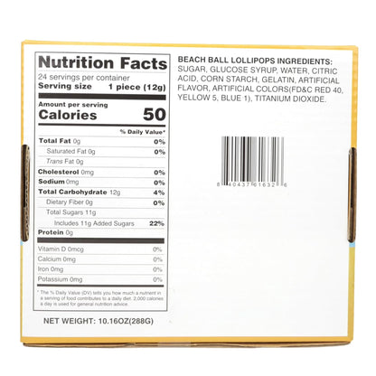 Beach Ball Lollipops, Individually Wrapped Suckers, 24 Count Box, 10.16 Ounces