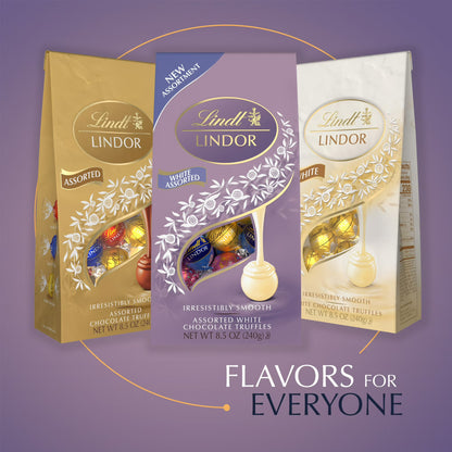 Lindt LINDOR White Chocolate Assorted Truffles With Allergen Info, 8.5 oz Bag