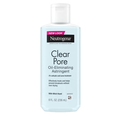 Neutrogena Clear Pore Oil-Eliminating Acne Treatment Astringent, Toner for Face, 8 fl oz