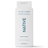 Native Body Wash for Women & Men, Sulfate Free, Sea Salt & Cedar, 18 fl oz
