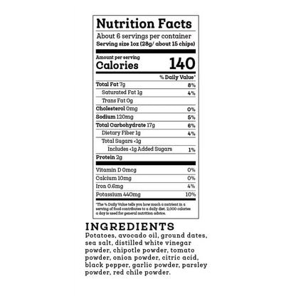 Siete Family Foods Kettle Cooked Potato Chips Chipotle Barbeque, 5.5 oz