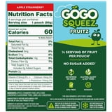 (2 pack) GoGo squeeZ No Sugar Added Apple Strawberry Applesauce Pouches, 3.2 oz (4 Pack)