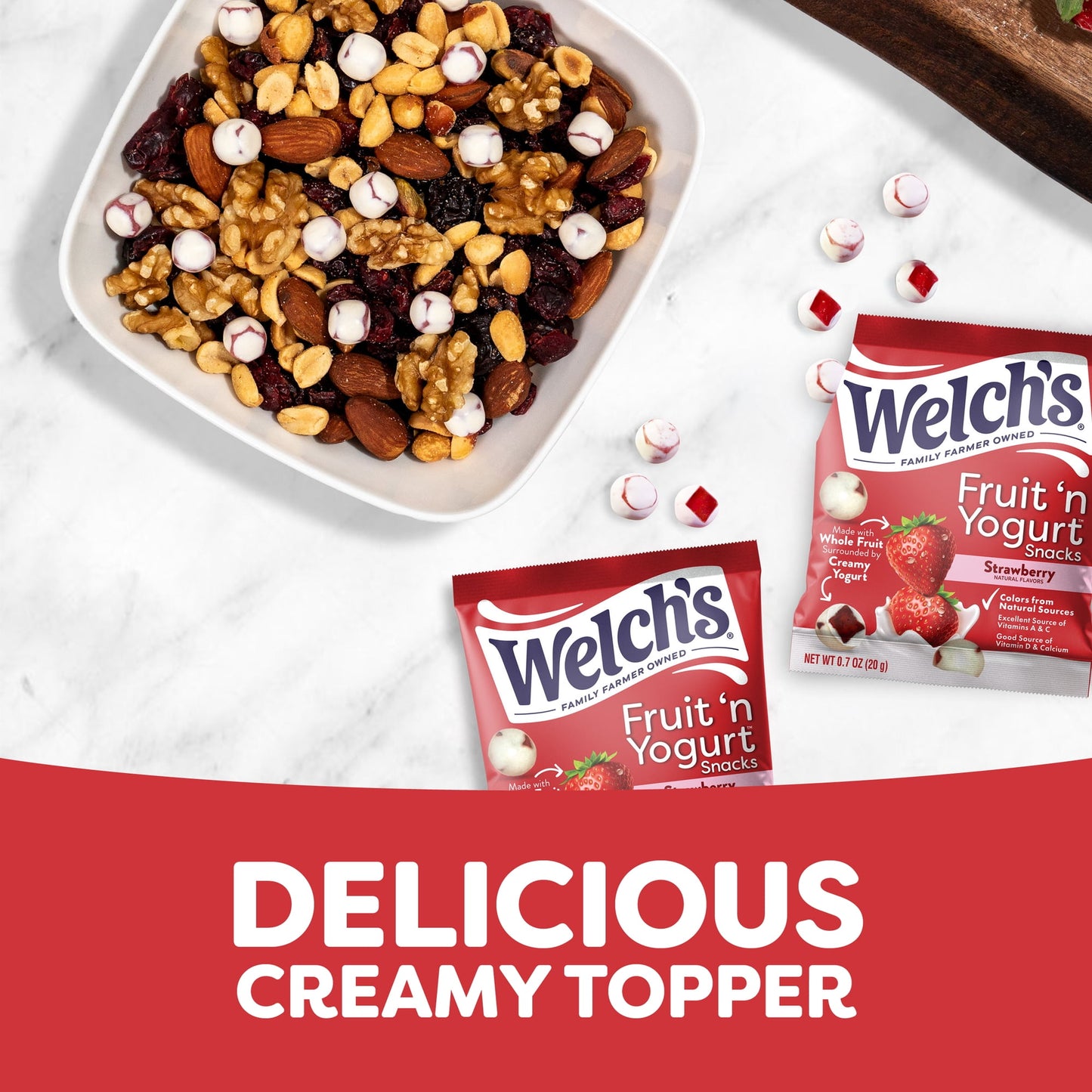 (3 pack) Welch's Fruit 'N Yogurt Strawberry Soft Fruit Snacks, .7 oz, 20 Count