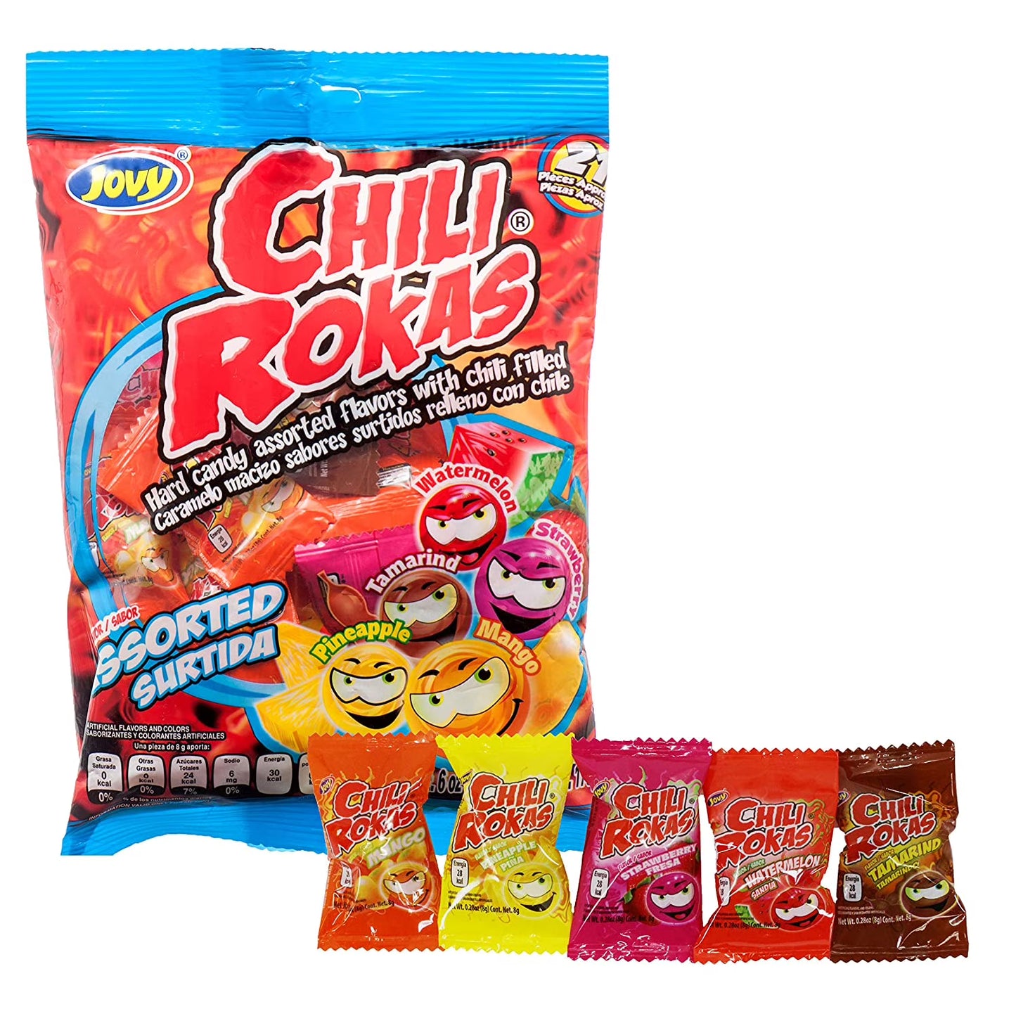Jovy Chili Rokas Assorted Flavor Mexican Candy (1 x 6 oz. Bag)