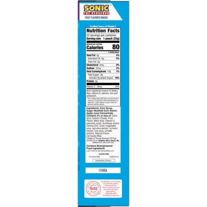 Sonic Fruit Flavored Snacks, Fat Free and Gluten Free, Value Pack, 17.6 oz, 22 Pouches