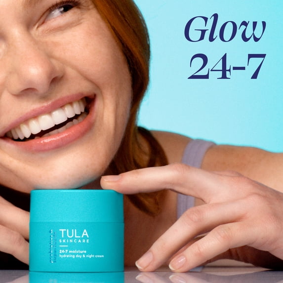 TULA Skin Care 24-7 Moisture Hydrating Day & Night Cream, Full and Travel Size Duo, Set of 2
