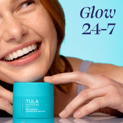 TULA Skin Care 24-7 Moisture Hydrating Day & Night Cream, Full and Travel Size Duo, Set of 2