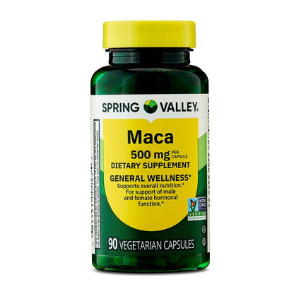 (2 pack) Spring Valley Maca Dietary Supplement Vegetarian Capsules for General Wellness, 500 mg, 90 Count