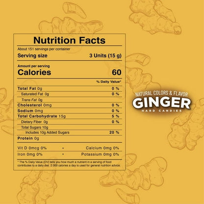 SweetGourmet All Natural Ginger Drops Hard Candy | 1 Pound