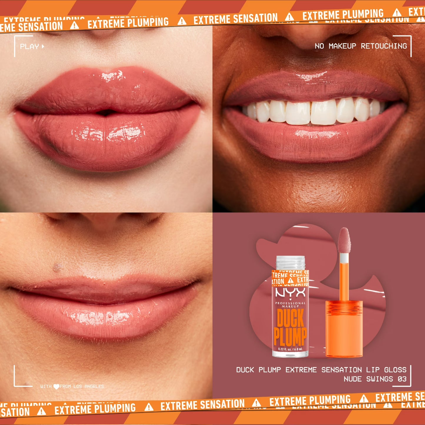 NYX Professional Makeup Gloss Collections Duck Plump Lip Gloss, Nude Swings, 0.23 fl oz
