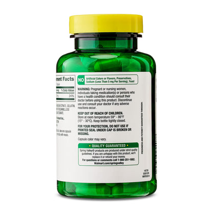 Spring Valley Rapid-Release Magnesium Citrate Bone Health Dietary Supplement Capsules, 100 mg, 100 Count