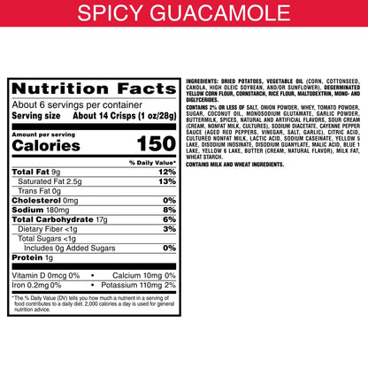 Pringles Spicy Guacamole Potato Crisps Chips, Lunch Snacks, 5.5 oz Canister