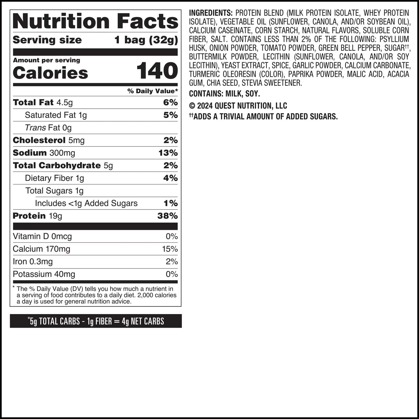 Quest Salsa Verde Flavor Tortilla Style Protein Chips, High Protein, Baked, Gluten Free, 1.1oz Bag, Single