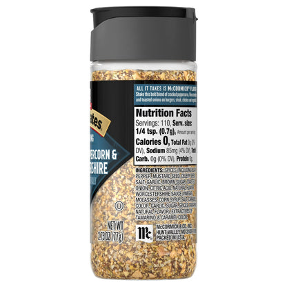 Grill Mates Kosher Cracked Peppercorn & Worcestershire Seasoning, 2.75 oz Bottle