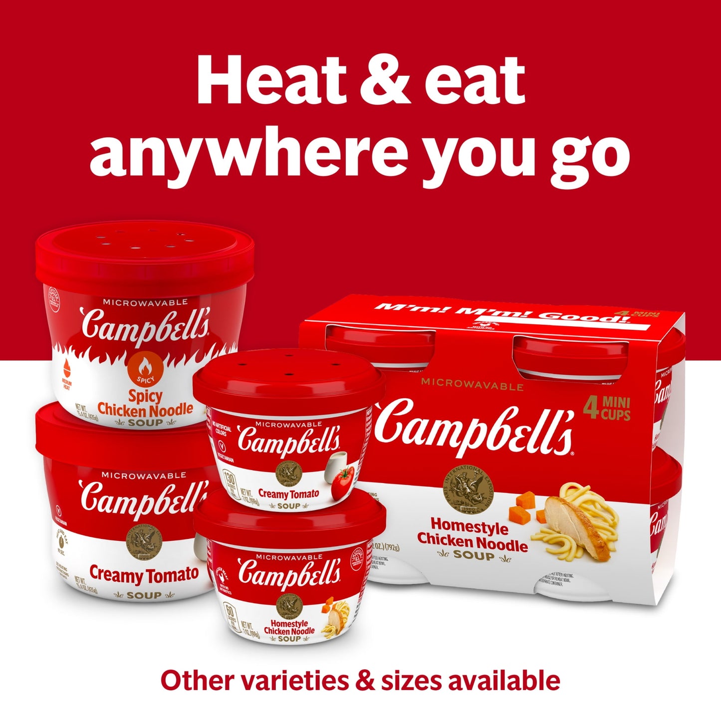 (4 pack) Campbell's Chicken Noodle Soup, 15.4 oz Microwavable Bowl