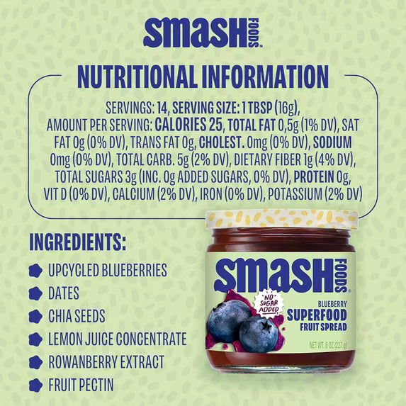 Smash Blueberry Superfood Fruit Spread 8oz