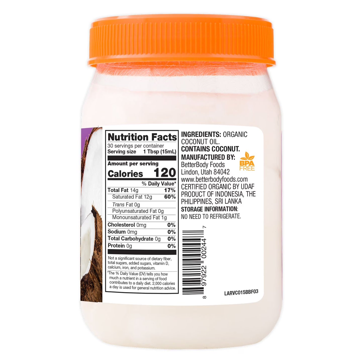 Betterbody Foods Virgin Organic Coconut Oil, 15.5 fl oz