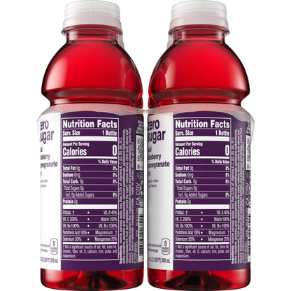 vitaminwater XXX Zero Sugar Acai-Blueberry-Pomegranate Water Beverage Bottles, 16.9 fl oz, 6 Pack