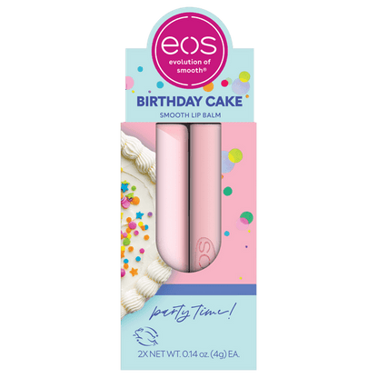 eos Natural Shea Lip Balm- Birthday Cake, 0.14 oz, 2-Pack
