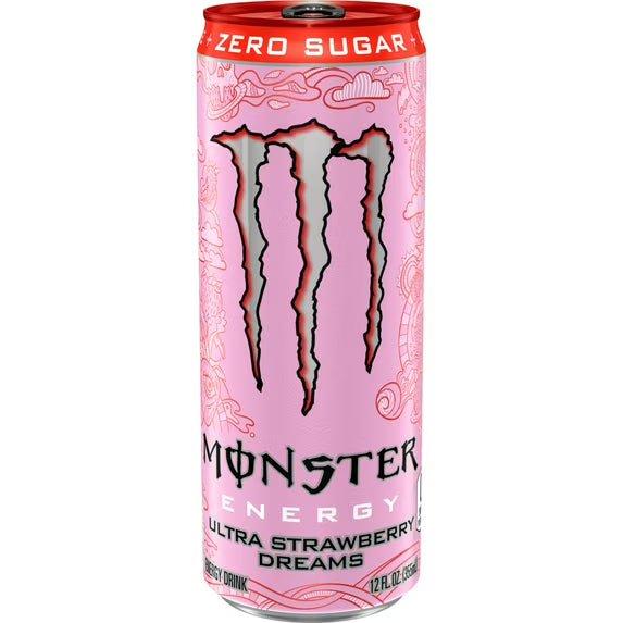 Monster Energy, Ultra Strawberry Dreams, Sugar Free Energy Drink, 12 fl oz, 4 Pack