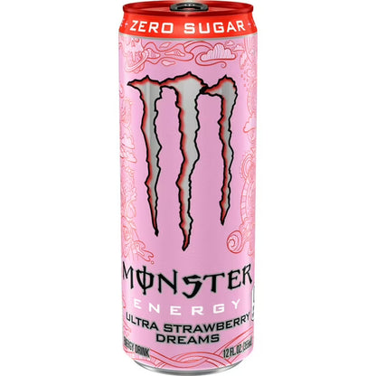 Monster Energy, Ultra Strawberry Dreams, Sugar Free Energy Drink, 12 fl oz, 4 Pack
