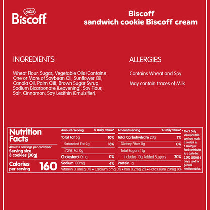 Biscoff Sandwich Cookies, Cookie Butter Creme, 2 Fresh Packs (11 cookies per pack)