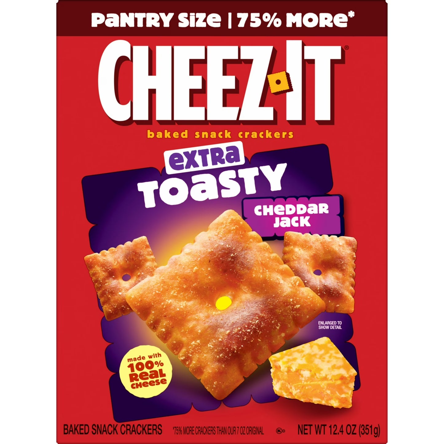 (3 pack) Cheez-It Extra Toasty Cheddar Jack Cheese Crackers, Baked Snack Crackers, 12.4 oz