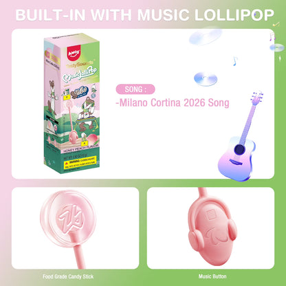 Amos TastySounds Audio Lollipops, Peach Natural Flavor, Olympics Music Lollipops