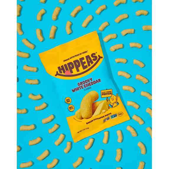 HIPPEAS Chickpea Puffs, Groovy White Cheddar, Gluten Free, Dairy Free, 4g Protein, 4 oz