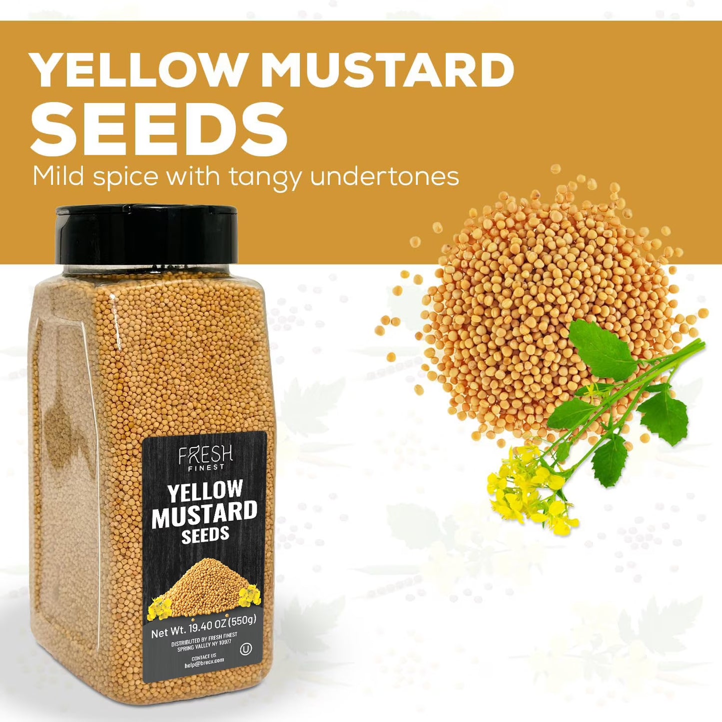 Fresh Finest Yellow Mustard Seed, Kosher & Non-GMO 23 oz