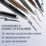COVERGIRL Perfect Point Plus Eyeliner, 205 Charcoal, 0.008 oz, Long-Lasting, Versatile Black Eyeliner, Soft Smudging Tip, No Sharpening Needed