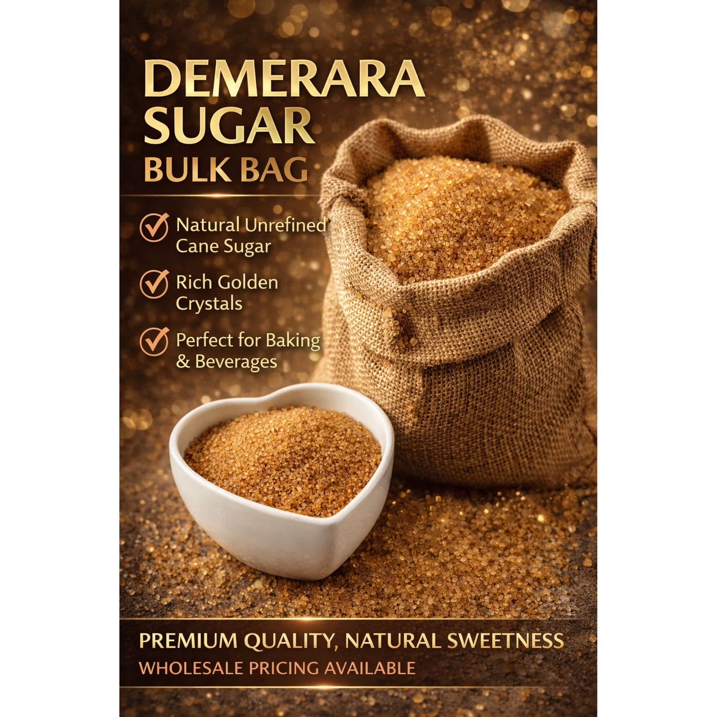 Michele’s Pantry Demerara Sugar (Unrefined Cane Sugar), 4 lbs, Allergen Free