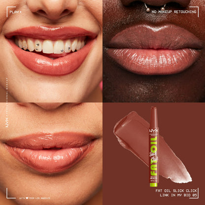 NYX Professional Makeup Fat Oil Slick Click Hydrating Tinted Lip Gloss with Lightweight Hydration, Link in My Bio, 0.07 oz