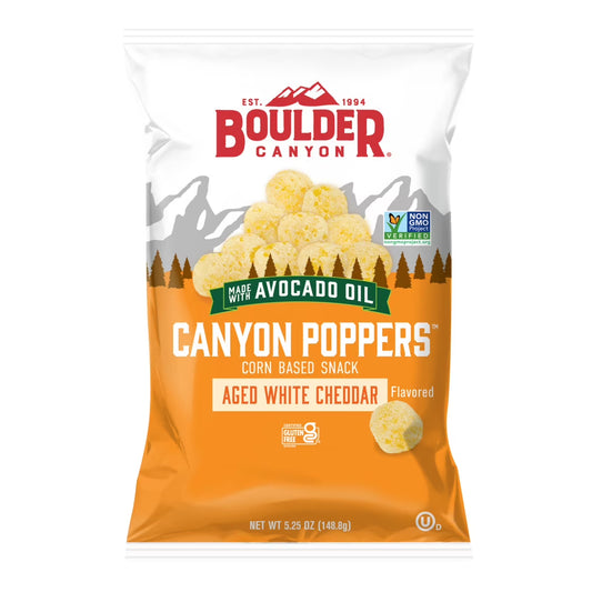 (2 pack) Boulder Canyon Avocado Oil Aged White Cheddar Canyon Poppers, 5.25 oz Bag