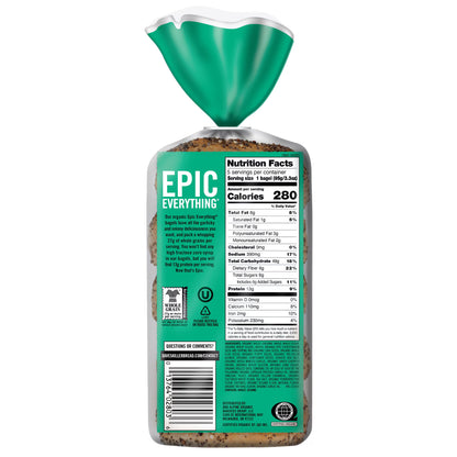 Dave's Killer Bread Epic Everything Bagels, Organic Bagels, 27g Whole Grains per Bagel, 5 Count