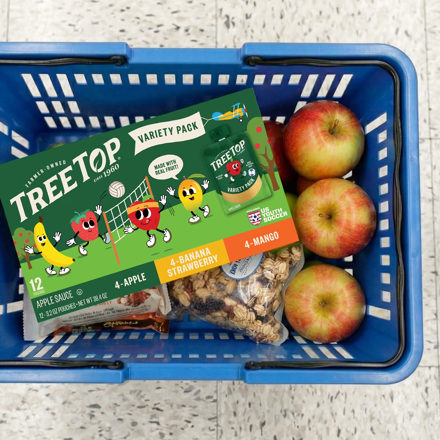 Tree Top Apple Sauce Variety Pack, Apple-Banana Strawberry-Mango, 3.2 Oz Pouch, 12 Count