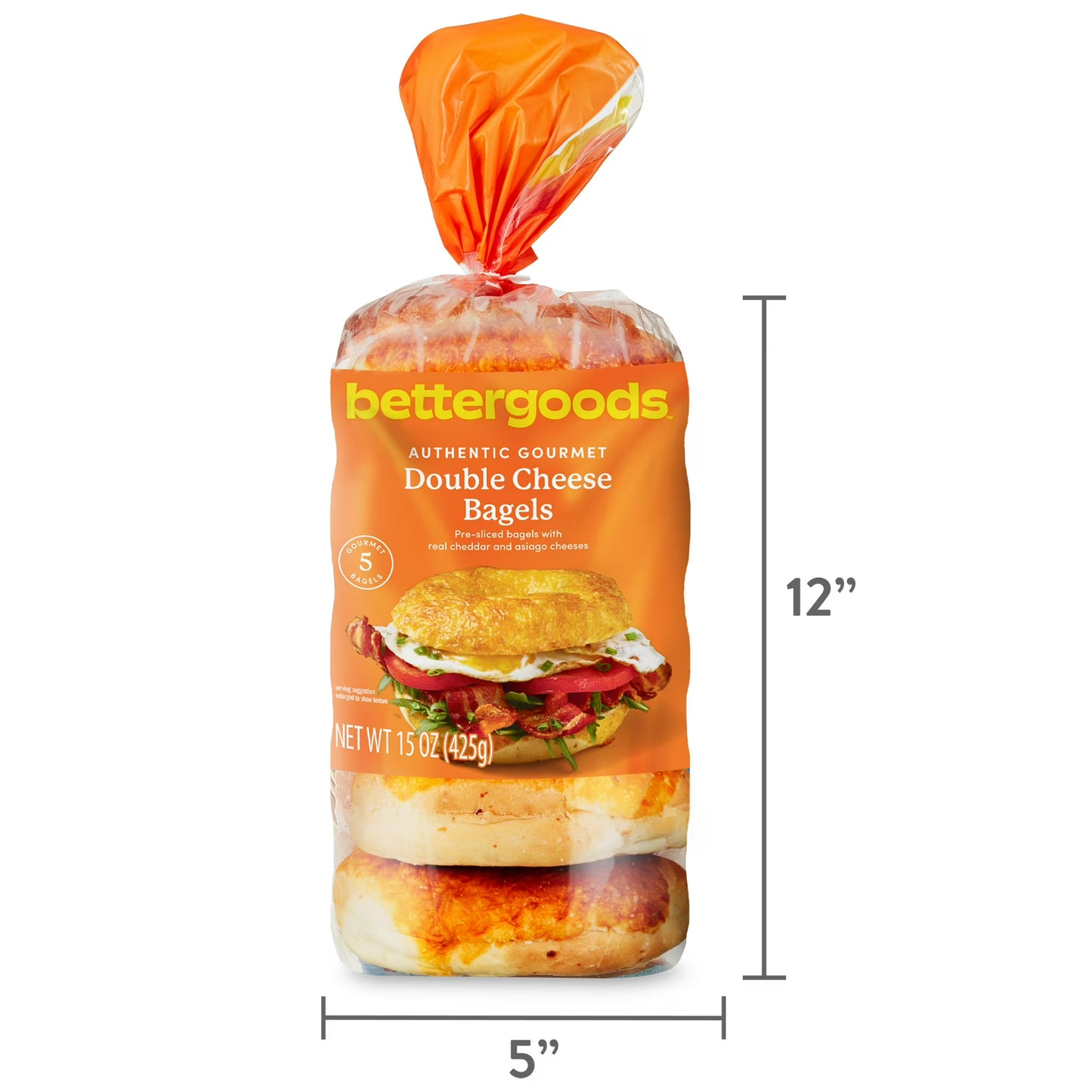 bettergoods Double Cheese Bagels, 15 oz, 5 Count