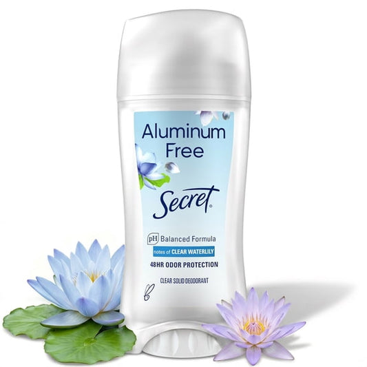 Secret Aluminum Free Deodorant, Clear Solid, Waterlily, 2.4 oz