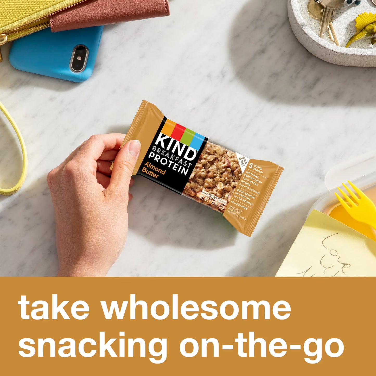 (5 pack) KIND Breakfast Protein Bars, Almond Butter, 1.76 oz, 6 Count