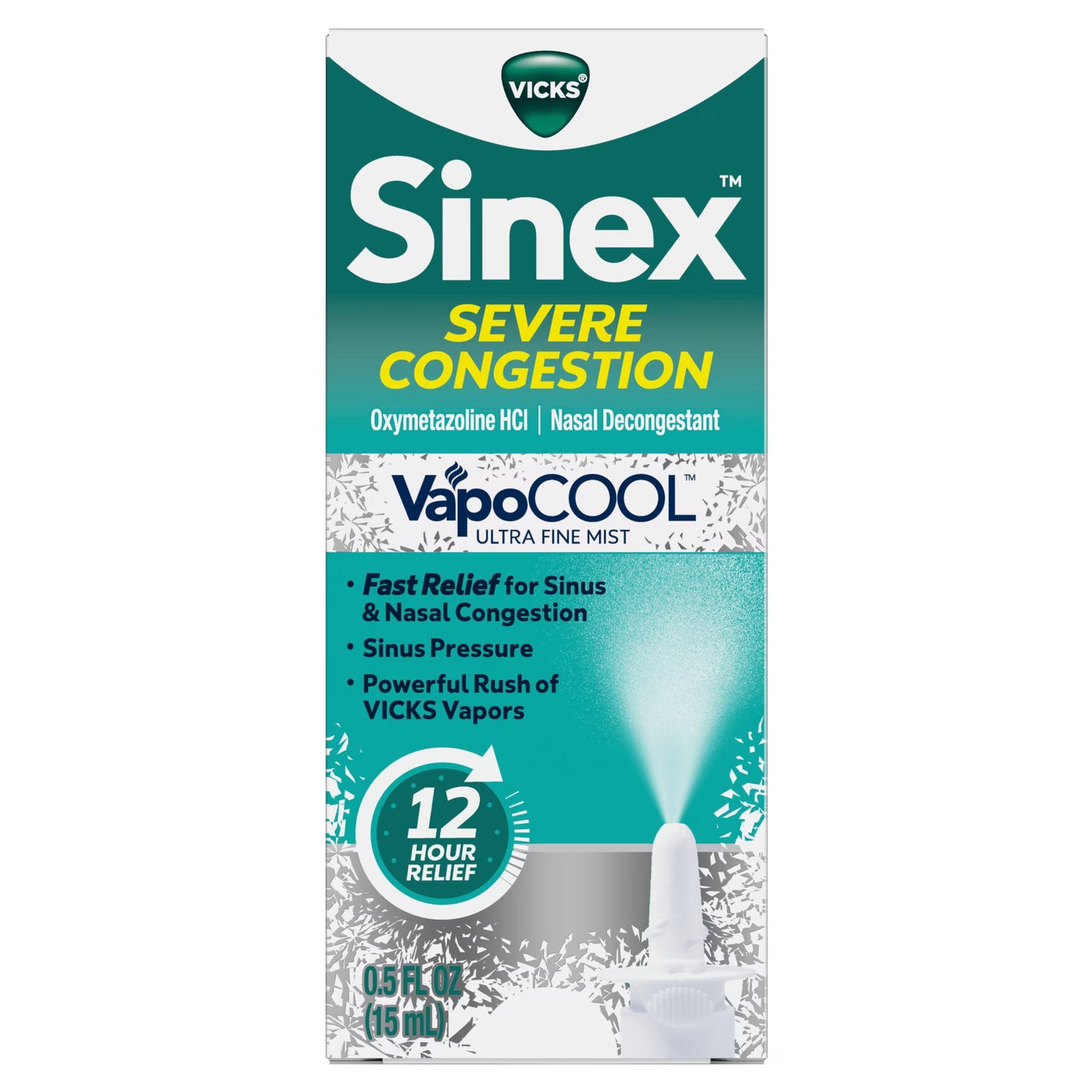 Vicks Sinex SEVERE CONGESTION VapoCOOL Nasal Spray, Sinus Medicine, 0.5 fl oz