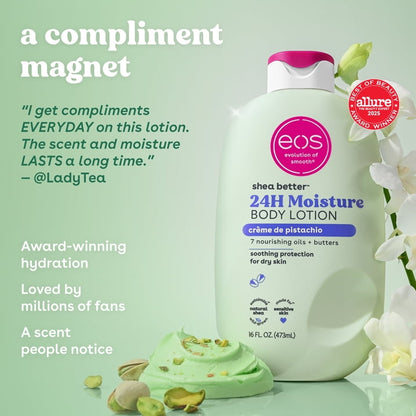 (2 pack) eos Shea Better Body Lotion- Creme de Pistachio, Soothes Dry Skin, 16 fl oz
