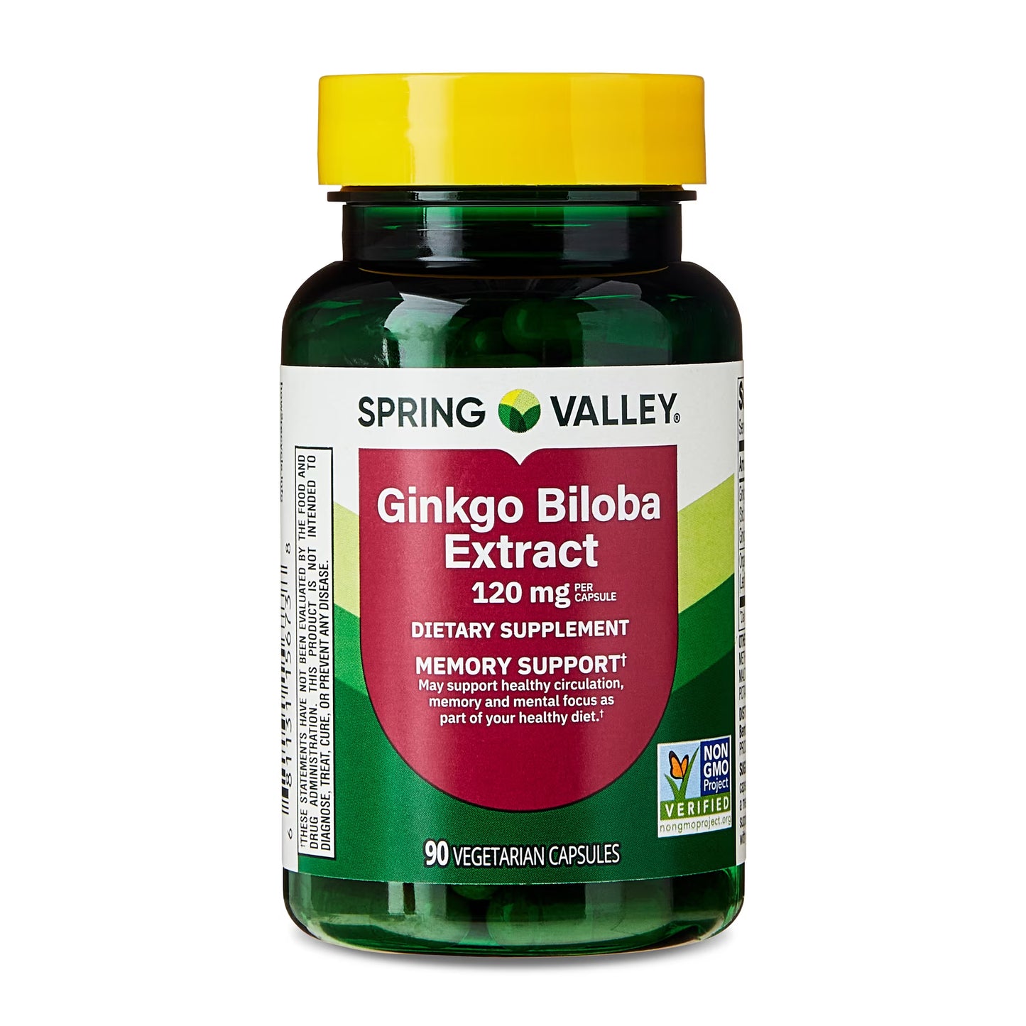 (3 pack) Spring Valley Ginkgo Biloba Extract Dietary Supplement Vegetarian Capsules for Memory Support, 120 mg, 90 Count